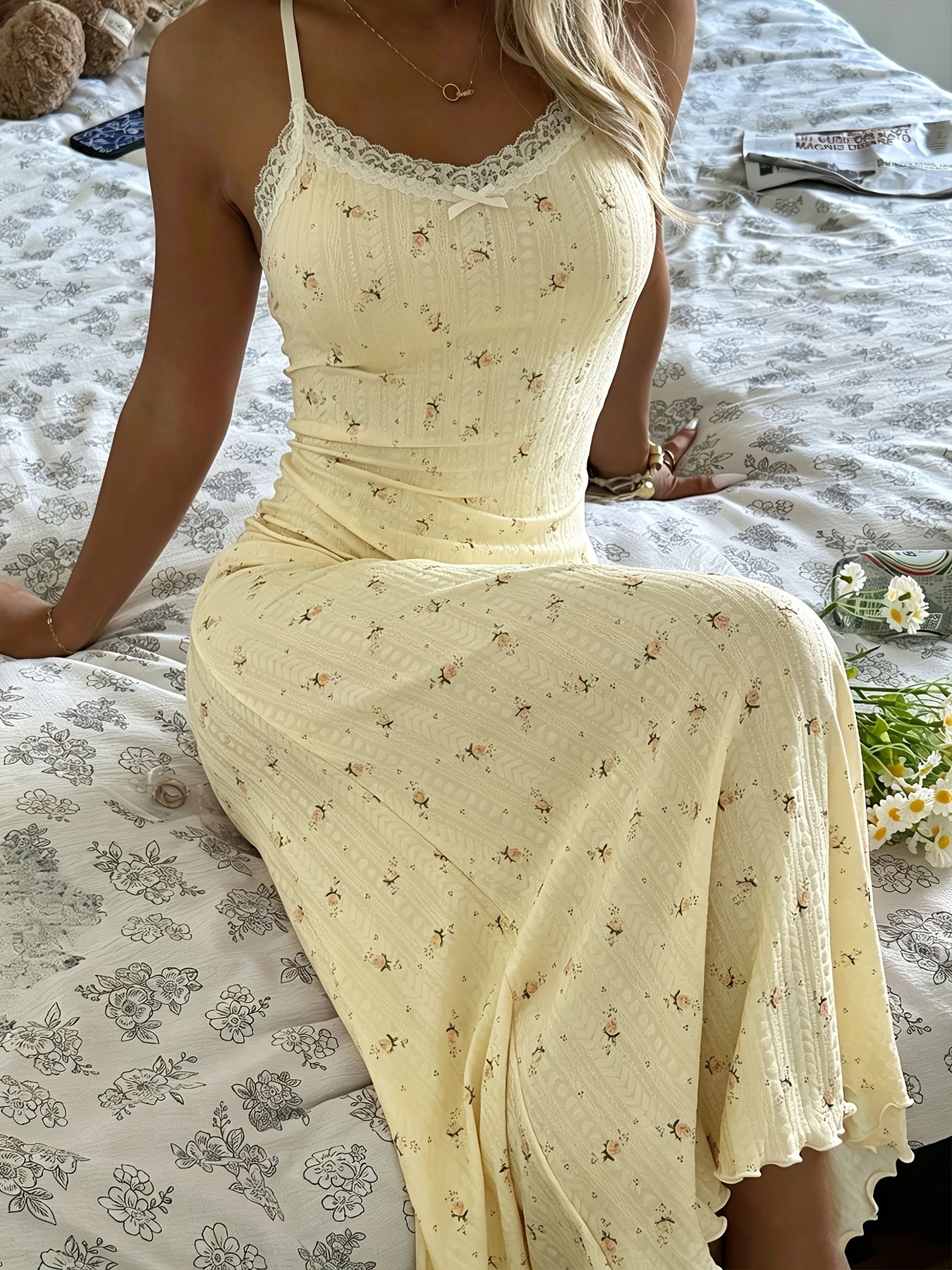 ditsy floral cami maxi dress Womens White Ditsy Floral Cami Maxi Dress with Side Split