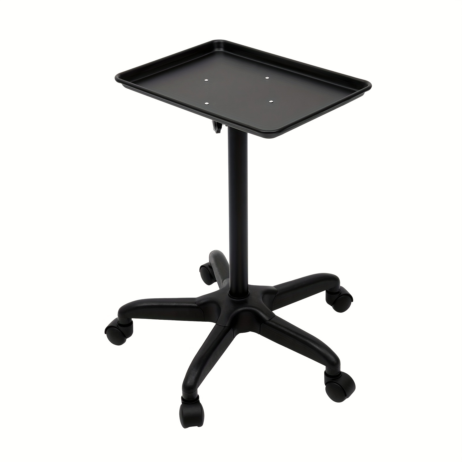 Kathring Black Rolling Salon Tray, Adjustable Height Rolling Aluminum Tray, Hairstylist Storage Trolley Cart With Wheels For Tattoo/beauty Equipment
