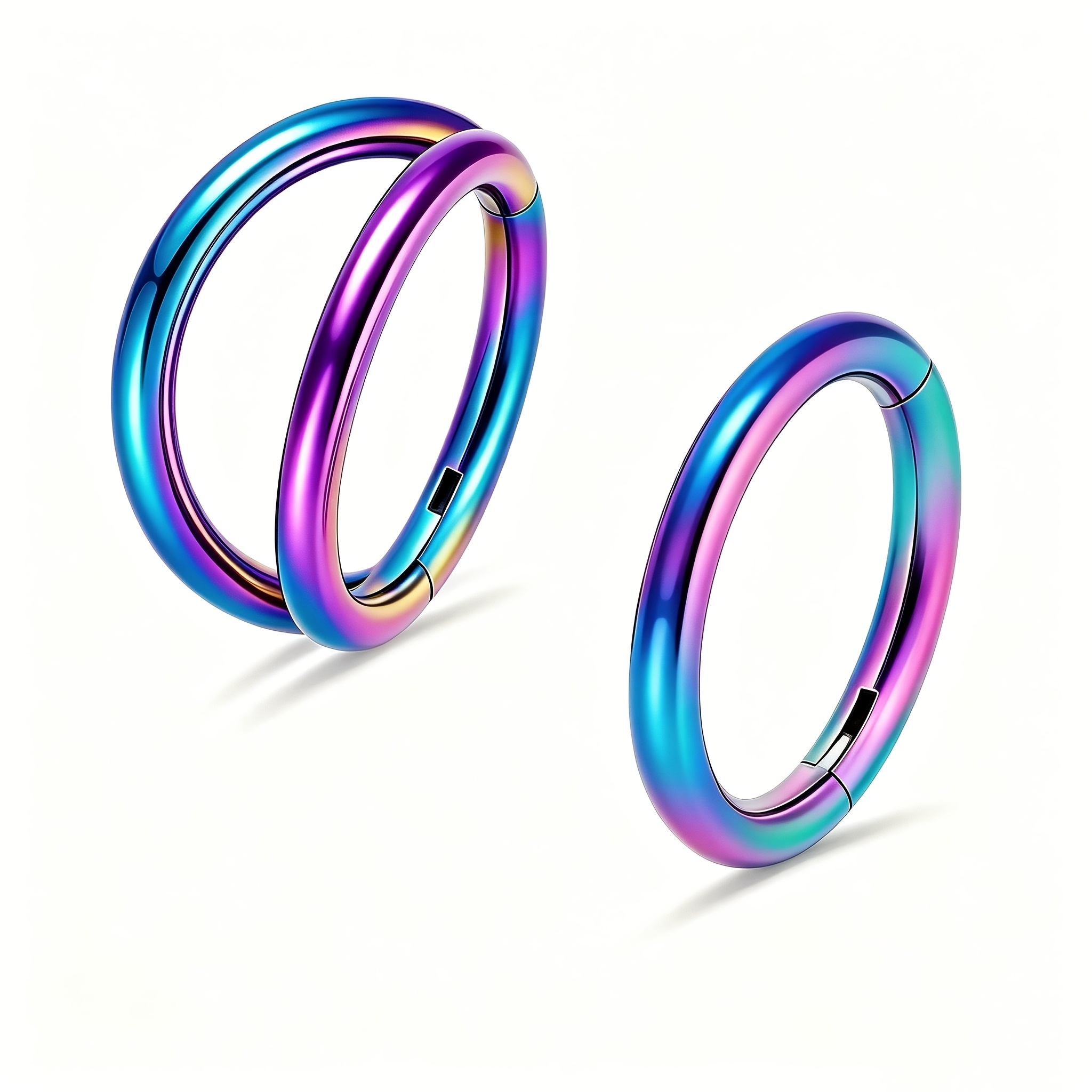 TEMU 2pcs 316 316 Steel Nose Ring Set (double Hoop Design), Available Sizes 18g/16g, Diameters 6mm-10mm; Used As Ear Cartilage, Helix, Daith, Rook