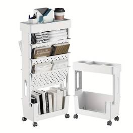 1 5 layer book storage box with wheels desk mounted book artifact classroom bookshelf student book case desktop office study room bedroom living room bathroom multi scene use utility shelves
