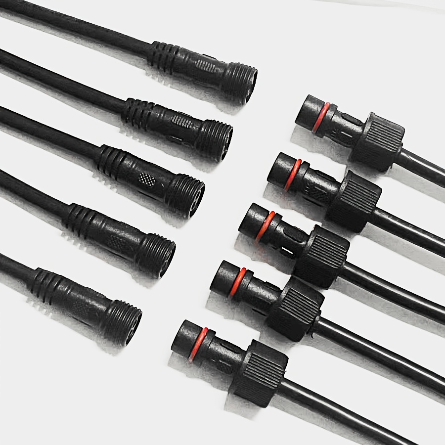 2-Pair Waterproof 2-Wire Connector Set – 18AWG IP65 Male/Female Plugs For LED Lights, Cars, Trucks, Boats & Outdoor Use (20cm Each)