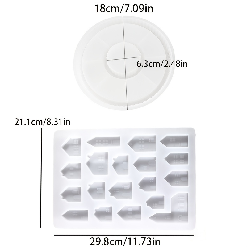 Image of Resin Silicone Mold-2pcs/set Striped Tray Mini House Silicone Candle Mold Handmade Plaster Resin Craft Casting Mould Home Decoration 19pcs European Plate Molds
