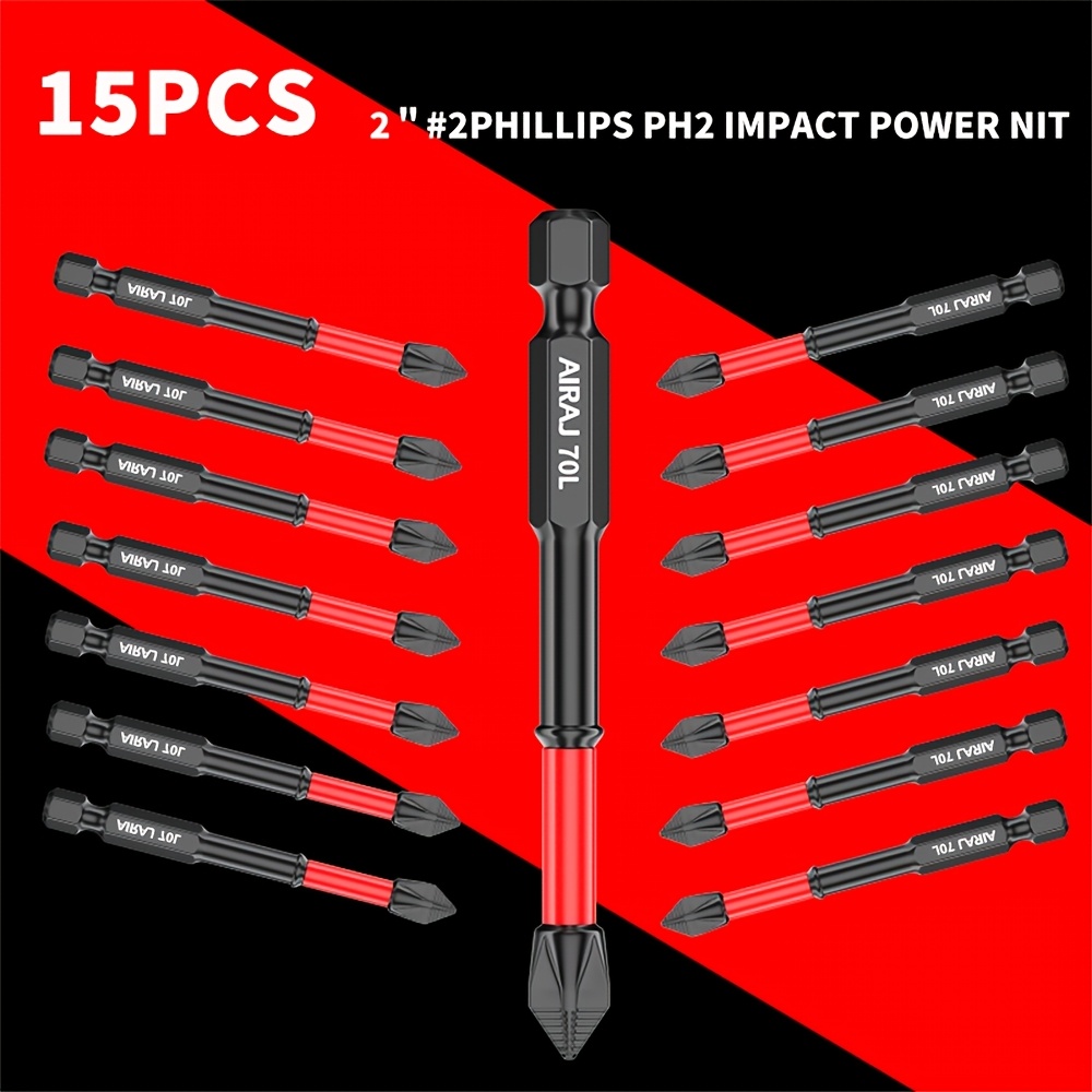 TEMU 3/8/15pcs Set 70mm Long Screwdriver Bit Suitable For Narrow Spaces, With Non-slip Hexagonal Handle, Heat-treated Bit And Rust-proof Coating |