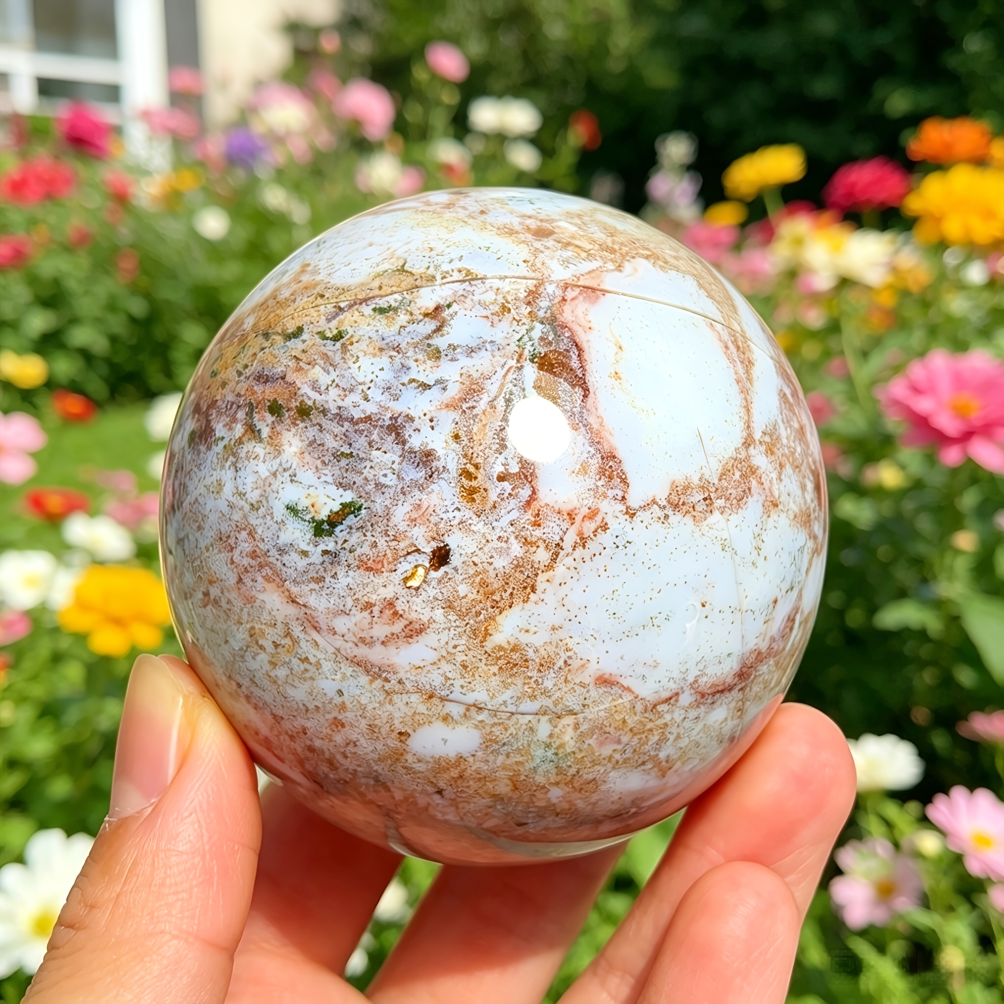 Ocean Jasper Crystal Sphere for Home Table Decor