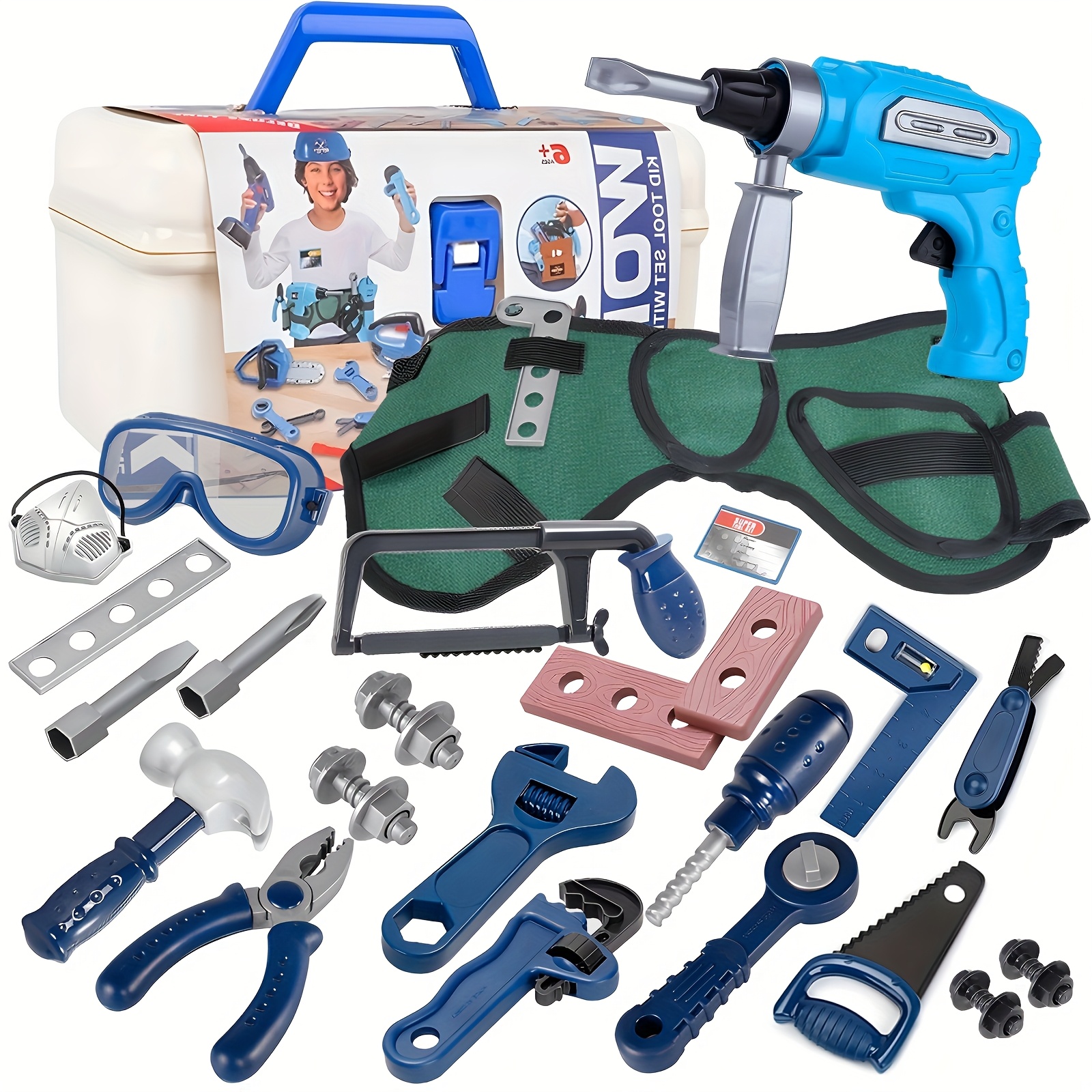 Image of Toolbox Role-play Toys With Belt & Box - Electricity-free Pretend Play, -free Operation Suitable For Boys And Girls, Gifts For , Role-playing Games For & Activities