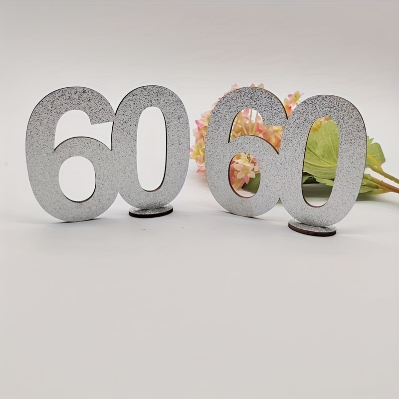 Decorative Wooden Pieces In Silvery For The 60th Anniversary Party Decoration Of At Home.,for Christmas, Halloween