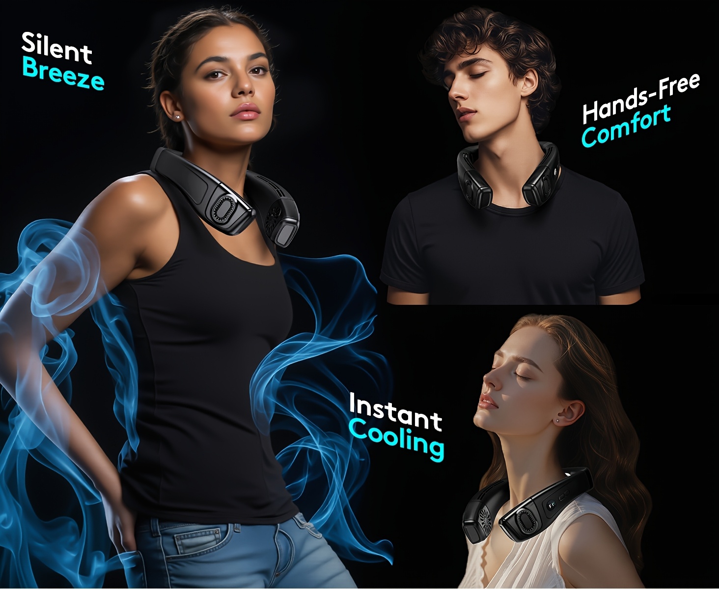 5200Mah Neck Fan, Portable Air Conditioning Fan, Ergonomic Personal Cooling Fan, Type-C Rechargeable, 3D Airflow Wearable, LED Screen, 3 Modes, a Gift for Men And Women, Suitable for Outdoor Travel And Indoor Use