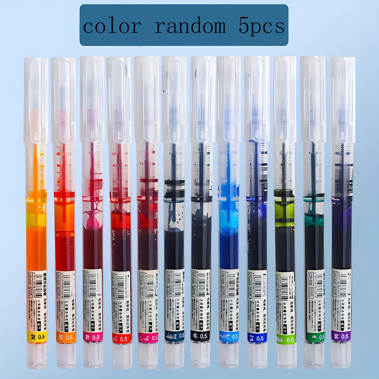 

5-piece Quick-dry Gel Pens, Assorted Colors, Smooth Writing For School & Office