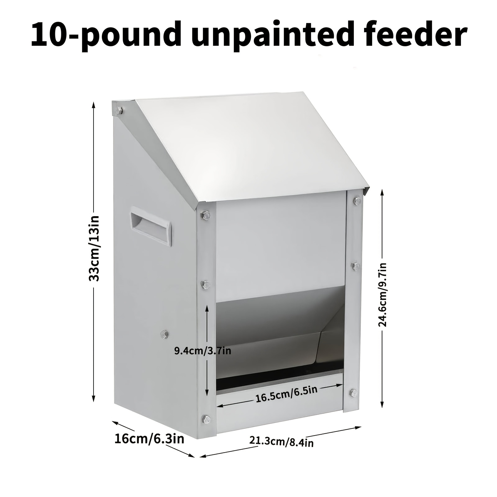 TEMU Sxtsxt Automatic Metal Chicken Feeder Wall Mounted Galvanized Poultry Feeder With Cover Outdoor Wall Mounted Chicken Food Dispenser Gravity