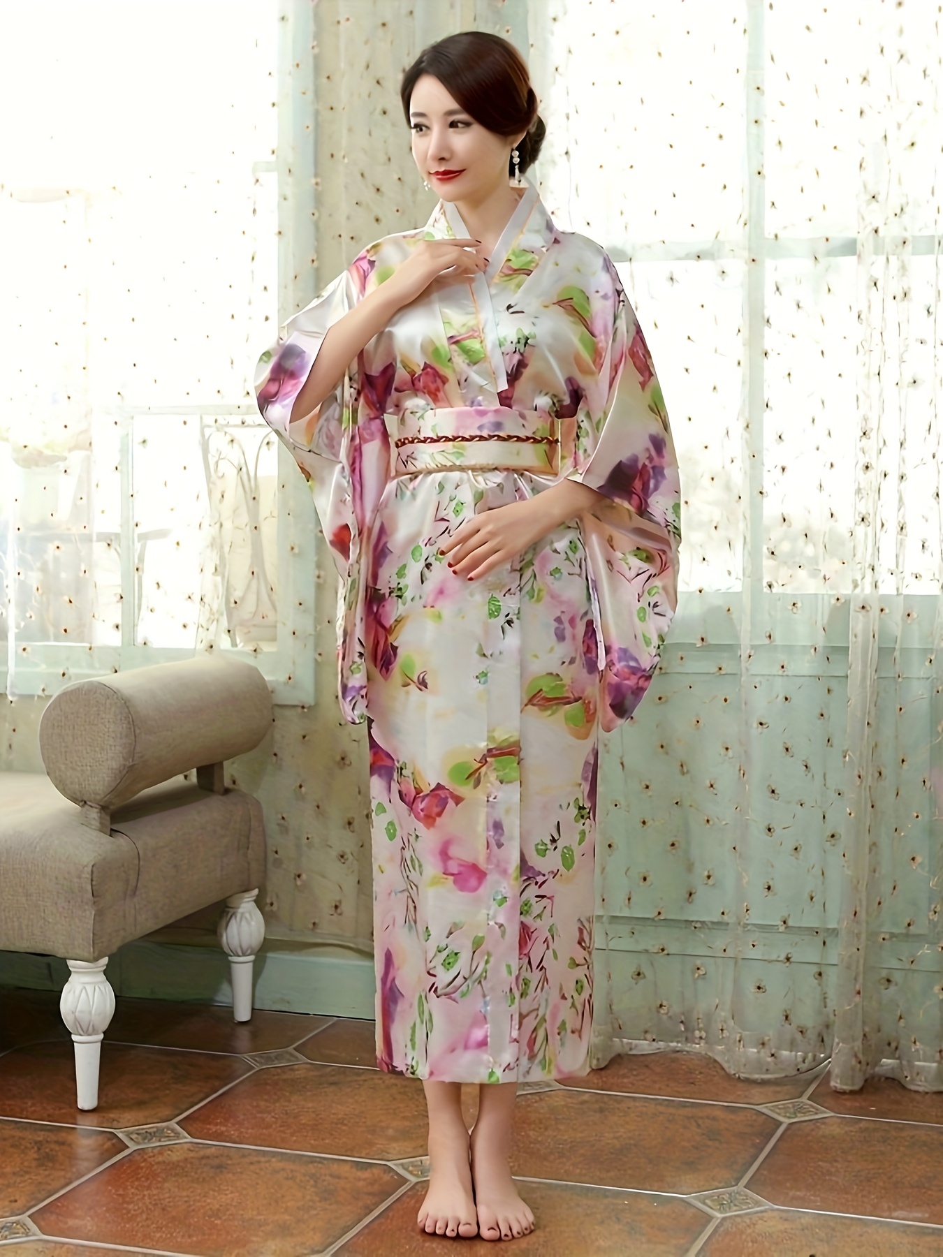 green emerald velvet dress Japanese Kimono Dress - Women Elegant Kimono