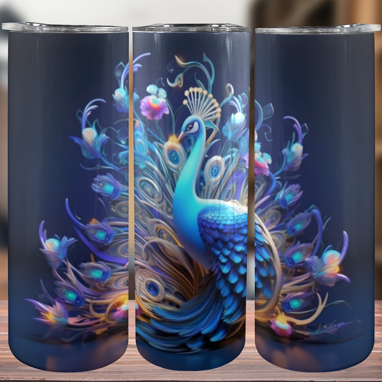 

20oz Insulated Stainless Steel Tumbler With Peacock Design, 304 Stainless Steel Travel Mug, Slim, Washable, No Assembly Required, Keeps Drinks Hot For 6 Hours - Ideal Gift For Friends & Family