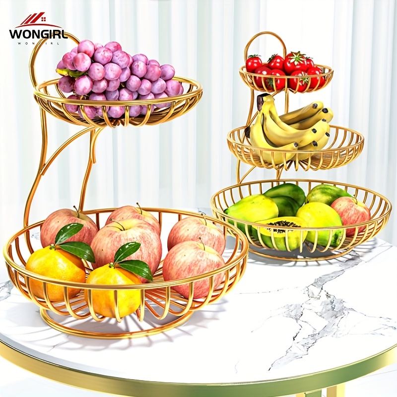 

Wongirl Fruit Basket Shelf, Oval Cast Iron Snack Tray For Room Coffee Table, Light Luxury High-grade Fruit Plate, Fruit Basket For Kitchen