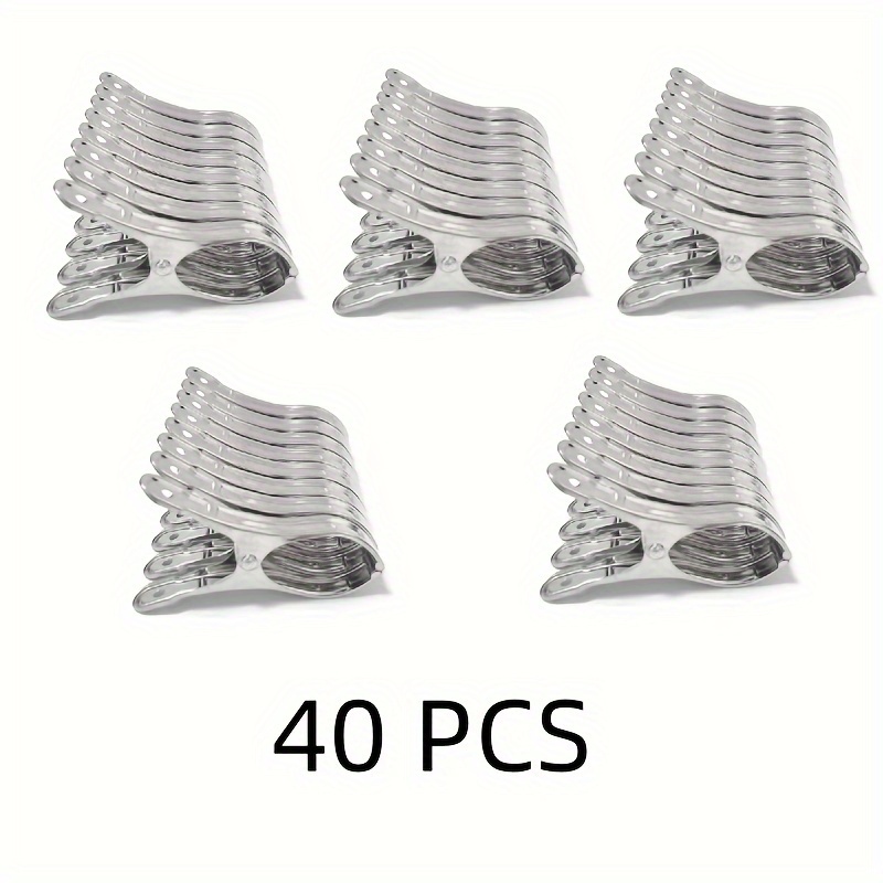 TEMU 20/40packs Large Heavy Duty Metal Clothespins Towel Clips Clamps Steel Clips Towel Clips Heavy Duty Clips Windproof Clips Metal Clips Hanger For
