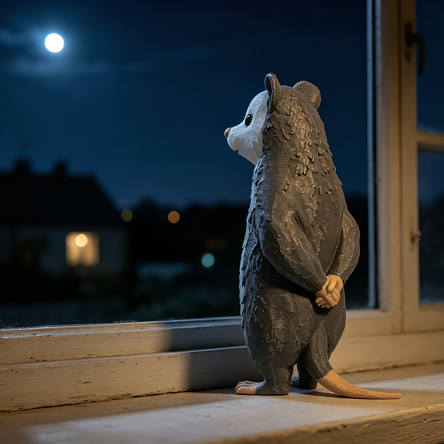 TEMU Hands Behind Back Opossum Figurine, Cute Funny Resin For Animal Statue, Whimsical Novelty Desktop Shelf Decor, Unique Handcrafted Sculpture