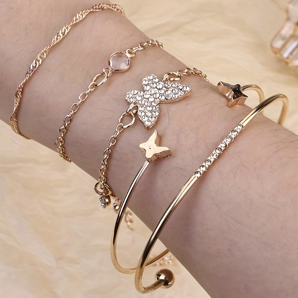 27pcs Golden Stackable Chain Bracelet Set for Women Boho Dainty Multiple Layered