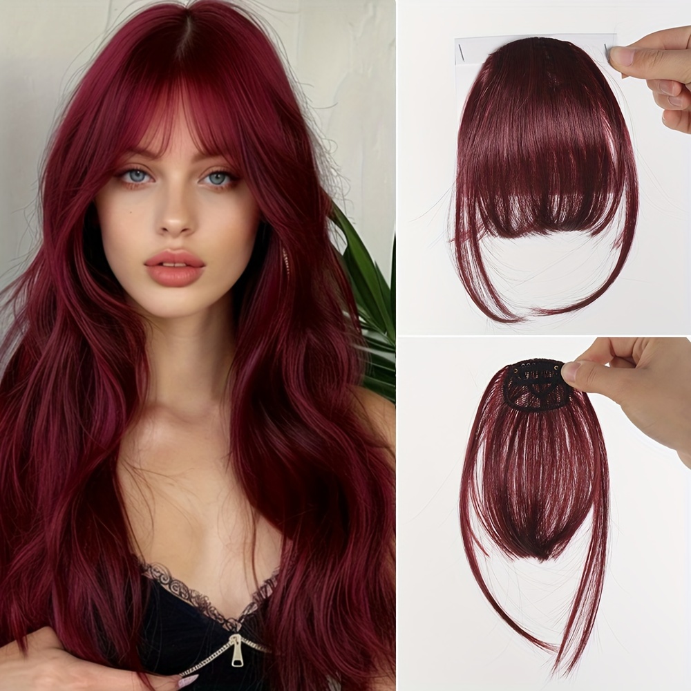 womens synthetic straight hair clip in air bangs light invisible hairpiece with   heat resistant wig accessory   and suitable for   collection details 8