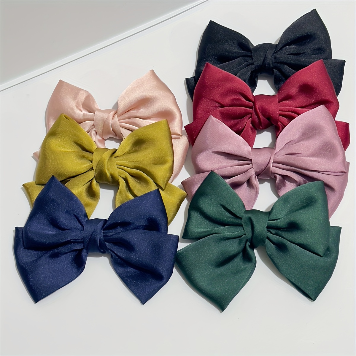 Image of 7pcs Spring And Temperament Fabric Bow Hair Clips Ins Bangs Clip Edge Clip Women's Hair Accessories Decoration Duckbill Clip