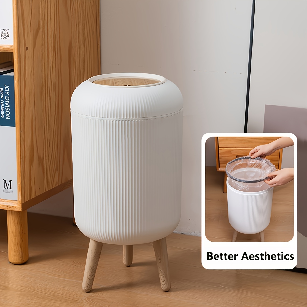 

10l Elegant Plastic Trash Can With Legs, Ideal For Living Room, Bedroom, Bathroom, Office, And Dorm - Item