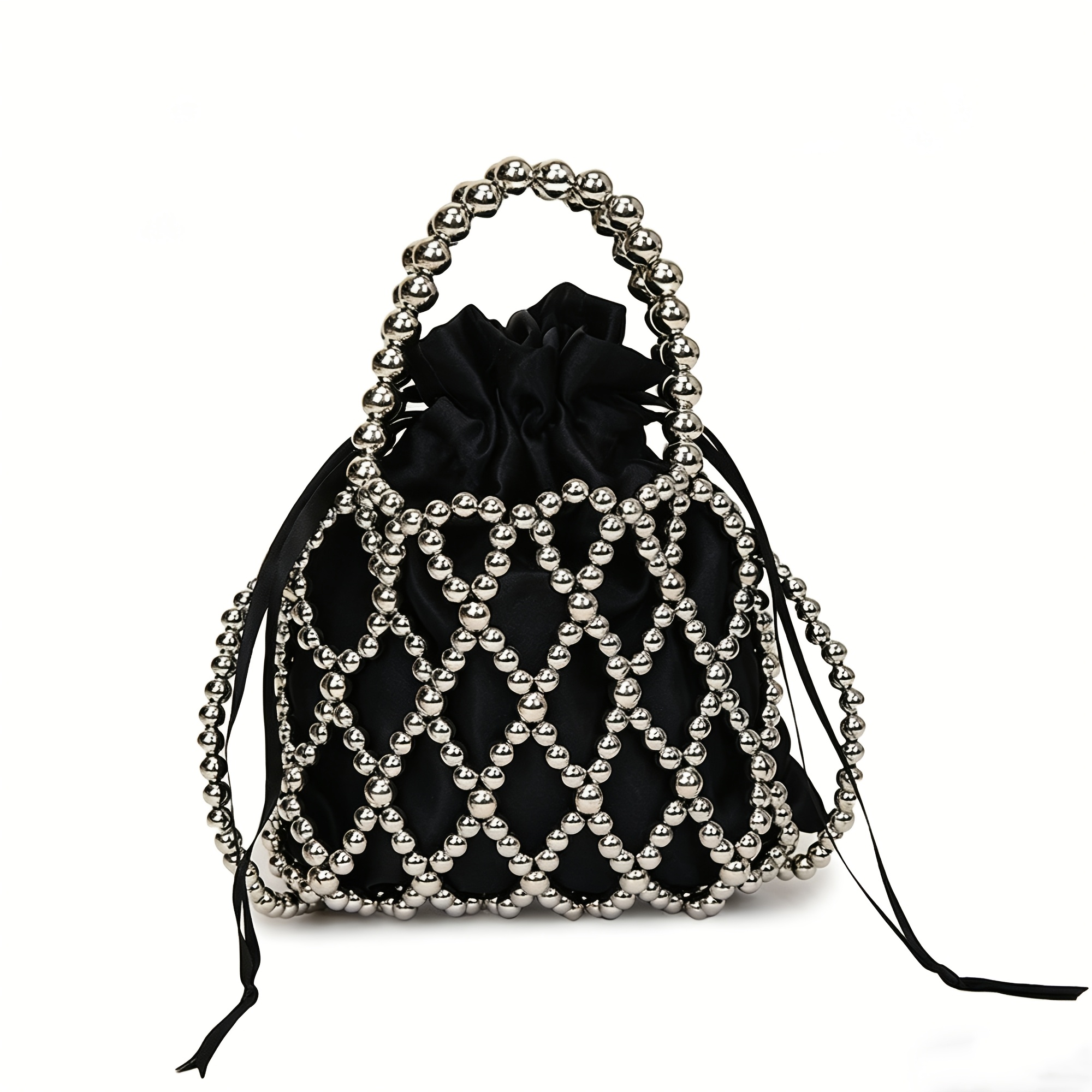 TEMU 1 pieza, Bolso de tejido , Bolso bandolera de un solo con cuentas de perlas para adolescente
