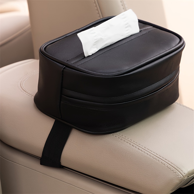 car backseat pu leather tissue holder universal fit   hanging paper storage organiser auto interior accessory with easy mounting Product details 6