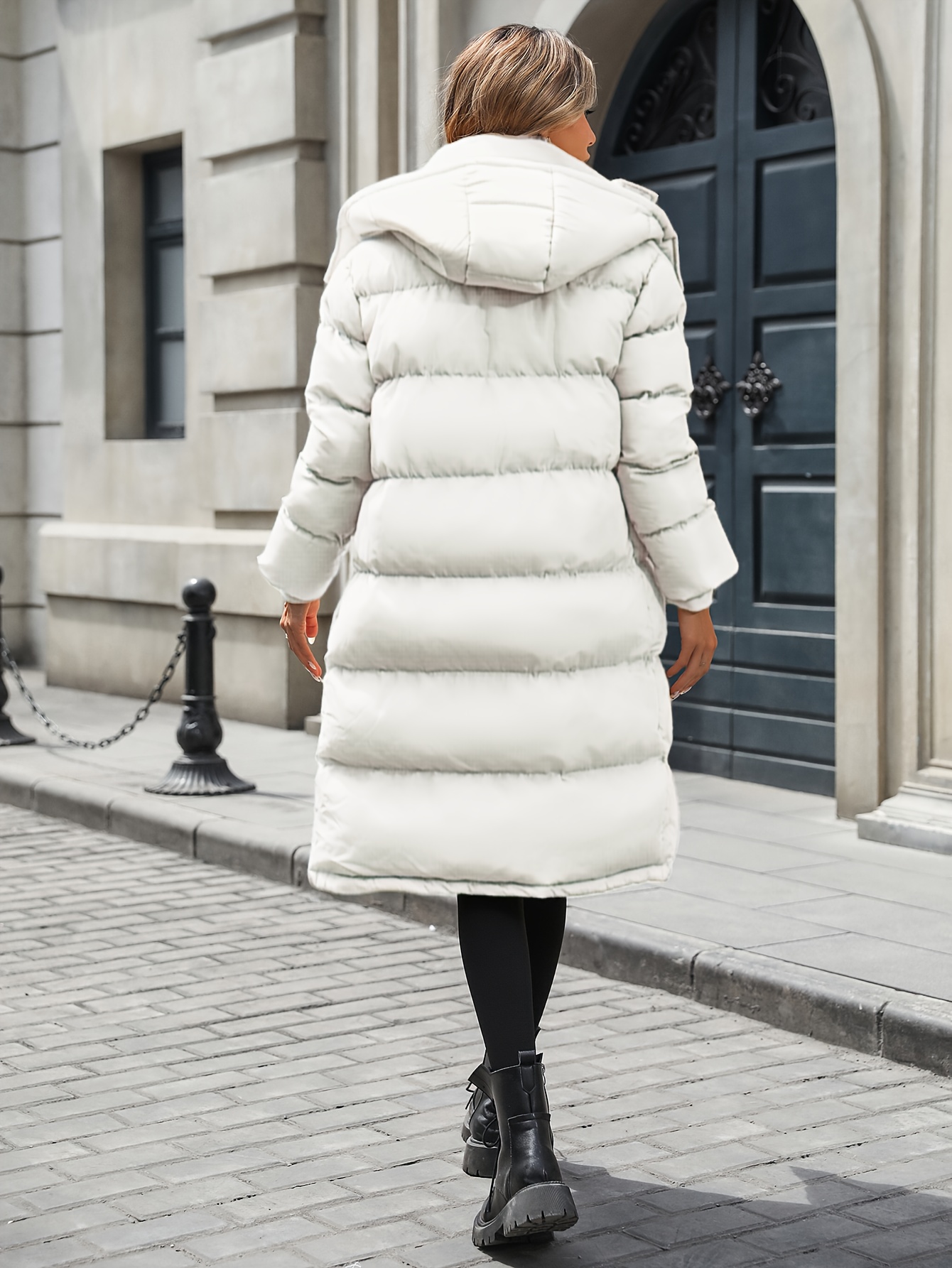Street Style White Long Down Coat Women's Elegant Long Lined