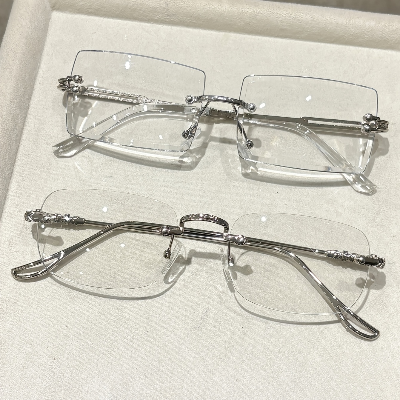 2-pack Unisex Classic Minimalist Frameless Y2k Square Frame Plain Glasses, Simple , Suitable For Face Shapes, Ideal For , Back-to-, Outfit Coordination, And Daily Use