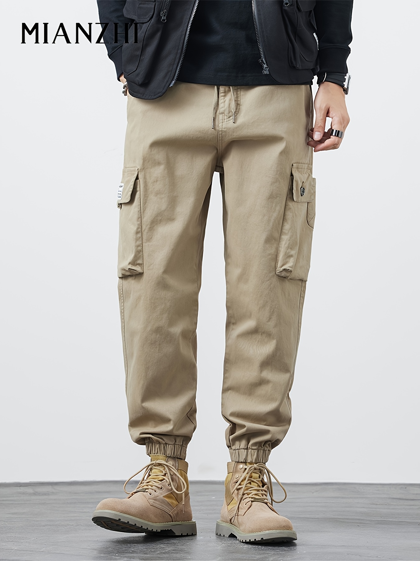   Men s Olive Green Cargo Pants - Heavy-Duty Workwear with Multi- , Adjustable Drawstring Waist & Belt Loops, Straight-Leg Regular Fit for Outdoor, Casual, Casual Attire - Durable Non-Stretch Fabric (Hand Washable) - Ideal for Men & Teens, Outdoor Clothing, Functional Design, Sturdy Construction, Reinforced Stitching, Teen Clothing