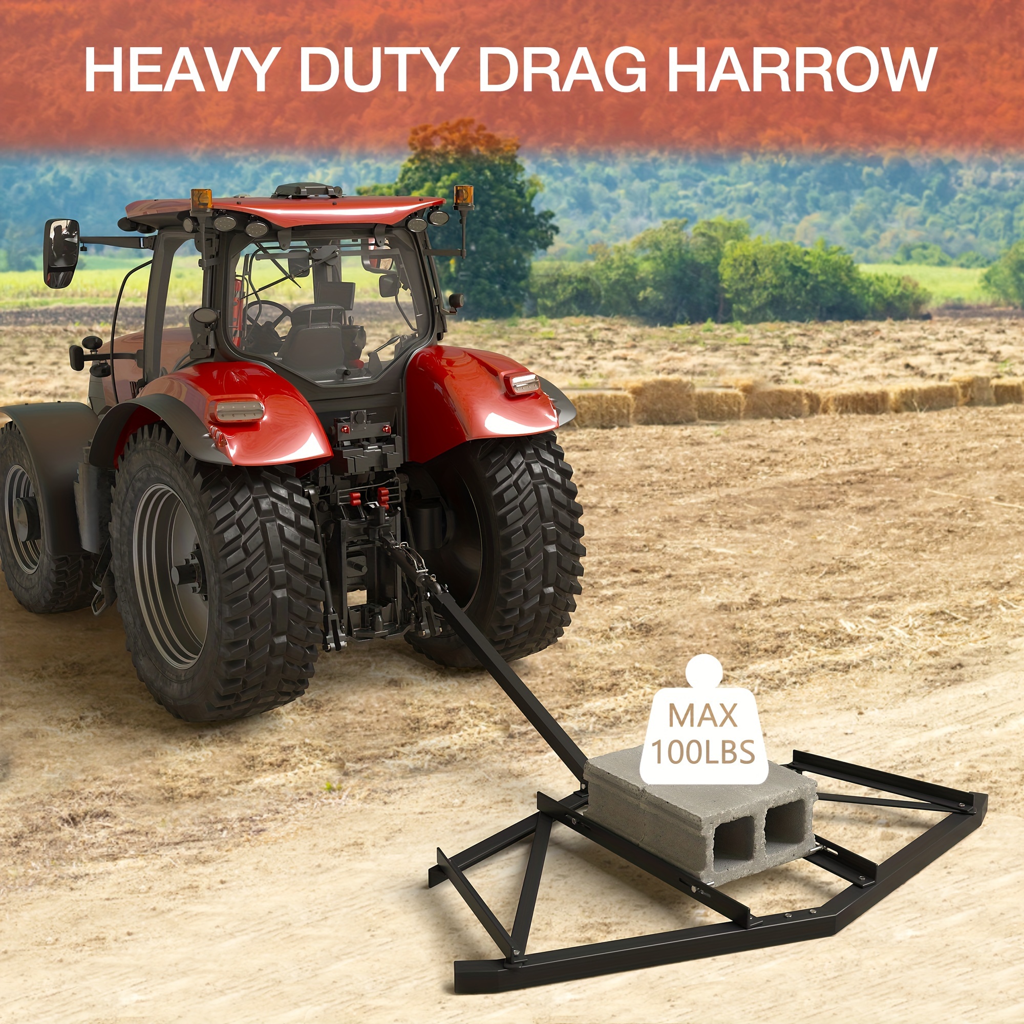 Width Driveway Drag Heavy Duty Steel Tow Behind Drag Harrow - Temu