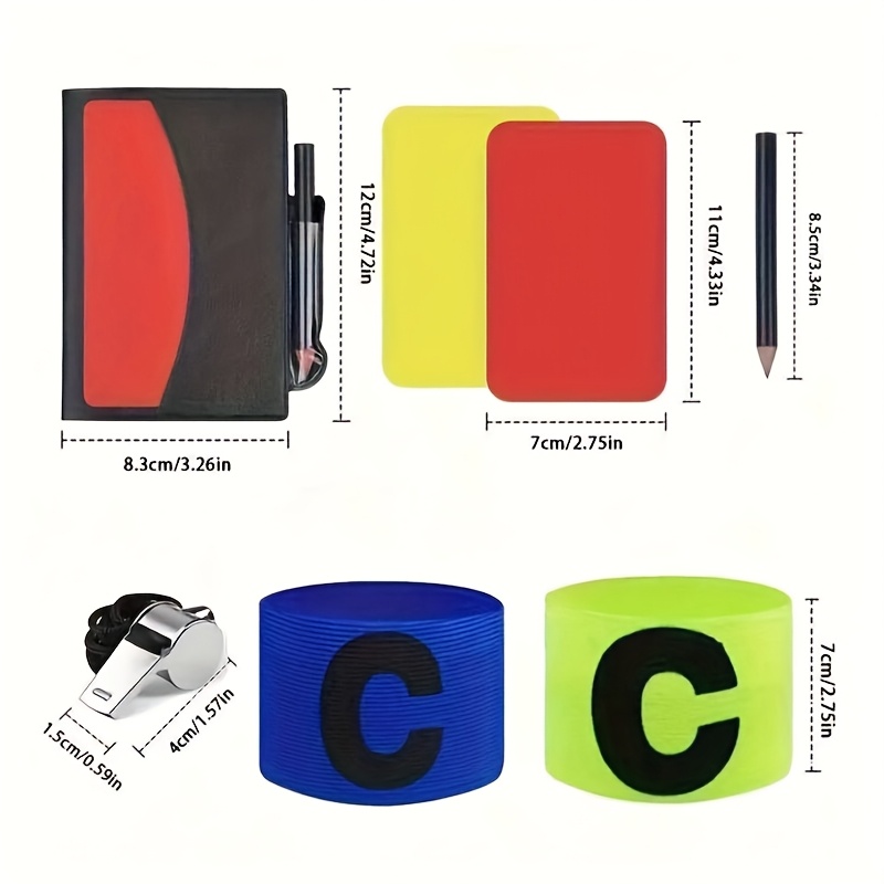 E-shop Ein komplettes Schiedsrichter-Set für Fußballspiele und Training, inklusive Pfeife, roten/gelben Karten und Armbändern – Robuste und tragbare