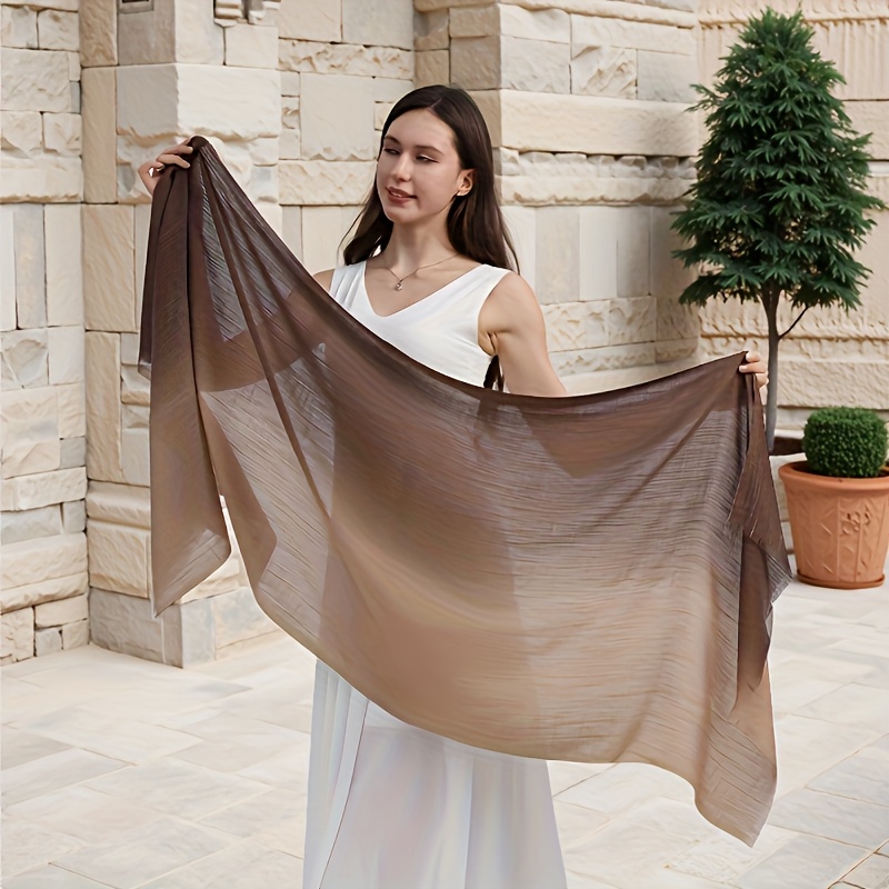 Women's Oversized Sheer Scarf Shawl - Large Luxury Ombre Beige to Brown  Gradient Wrap ombre cover up sold on Temu United States