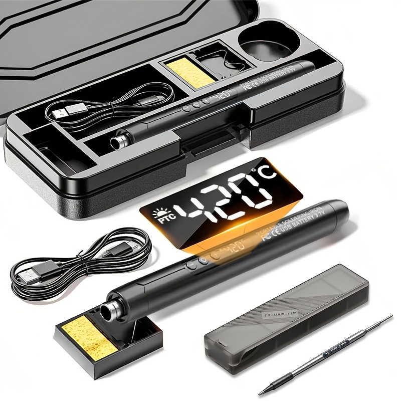 cordless usb soldering with     temperature control   for   welding and repairs auto sleep soldering tool kit