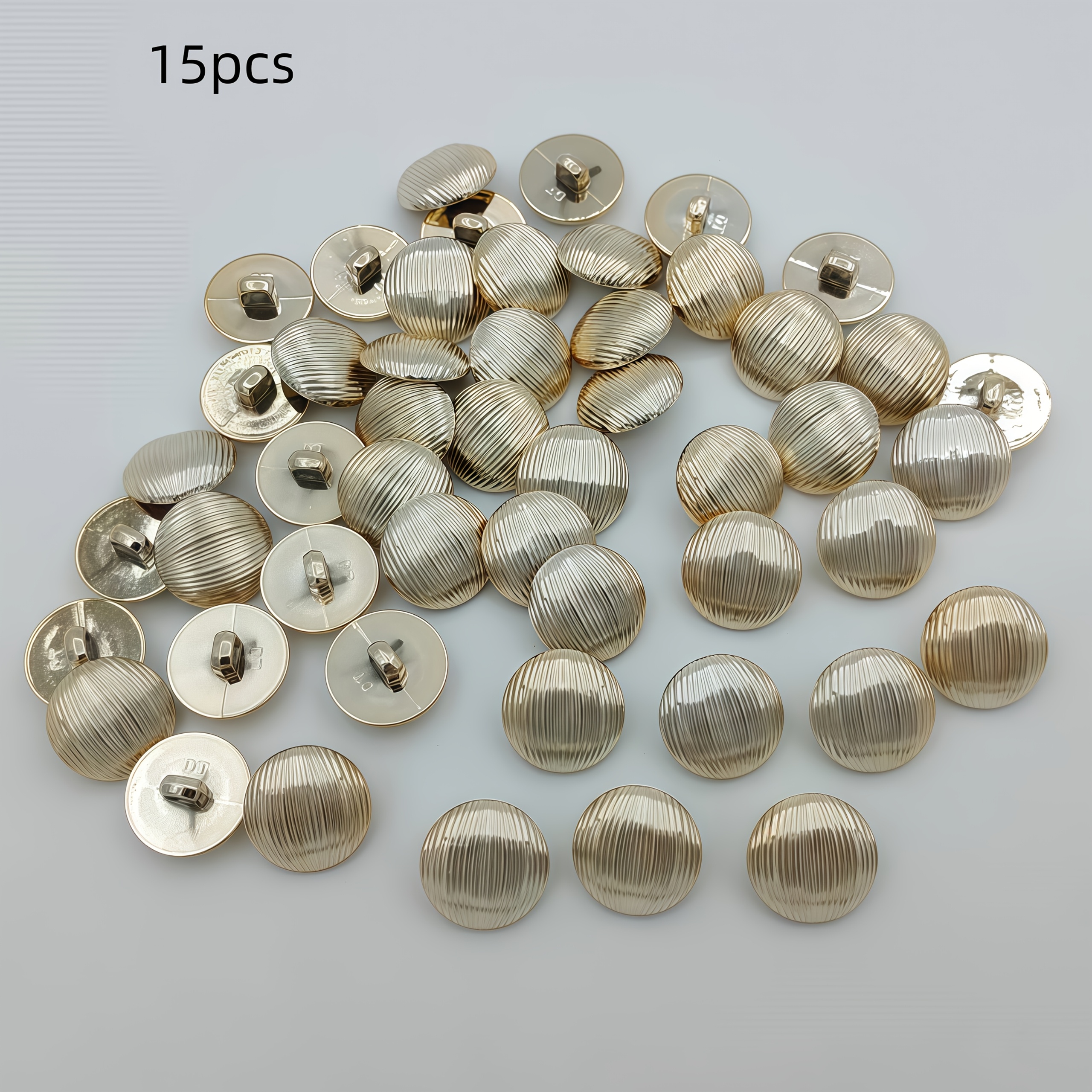 TEMU 15pcs Set Of 1.8cm Fashionable, Trendy, And Minimalist Round Golden Plastic Buttons - Light Luxury Vintage Golden High-end Buttons With European
