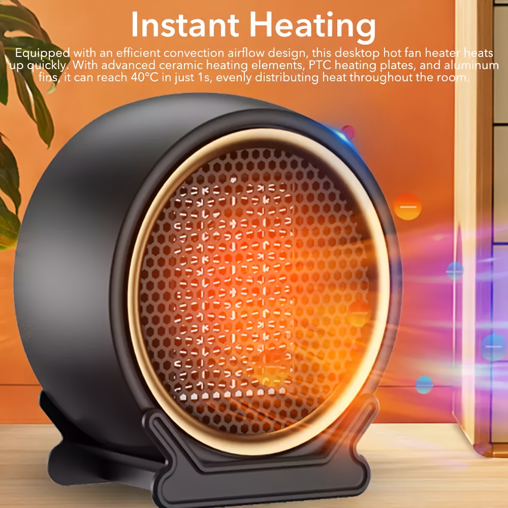 

Compact 1200w Portable Fan Heater With Adjustable Thermostat & Protection - Desk, Bedroom, Office Use