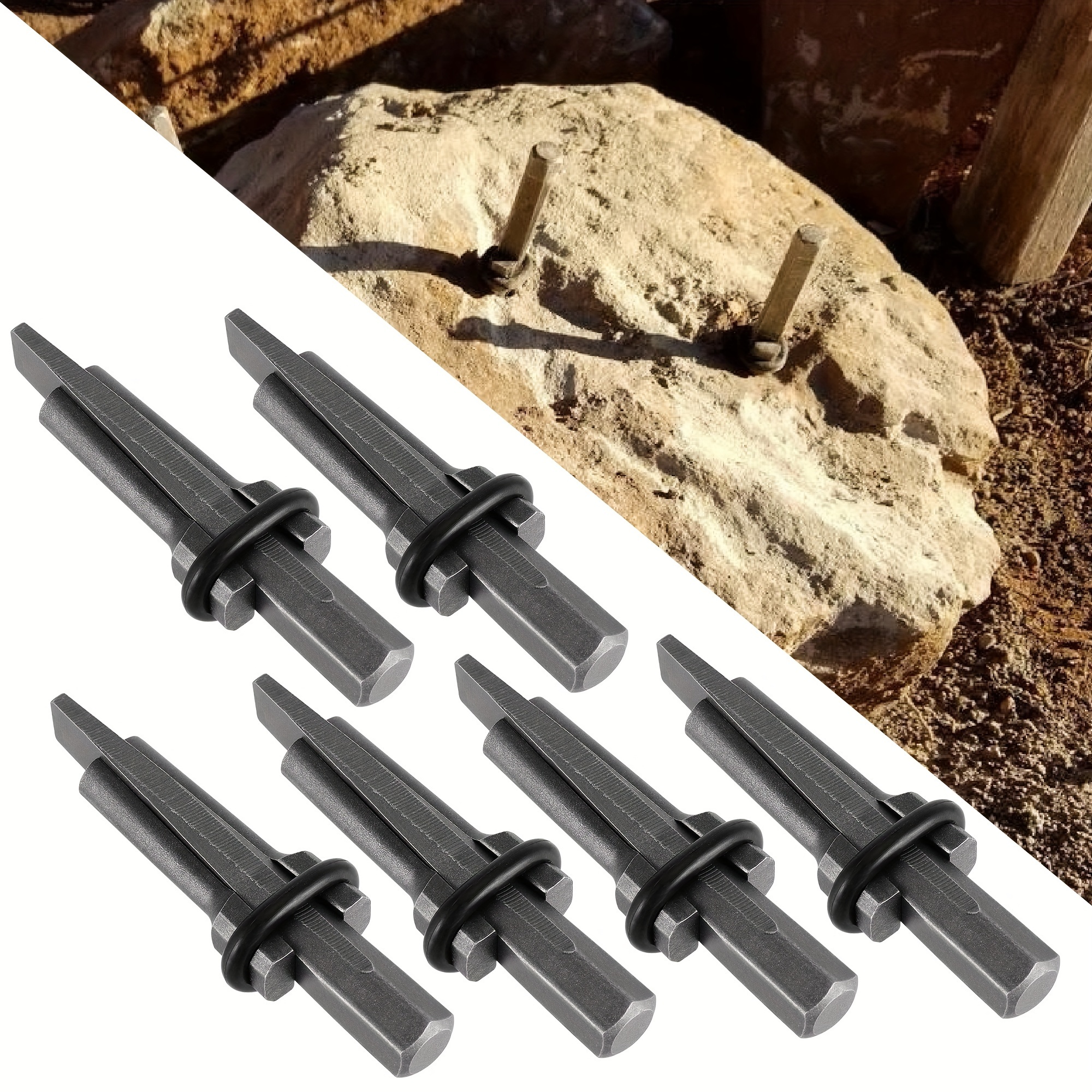 

6pcs Masonry Chisel Set, Metal Wedge And Feather Shims, Concrete Rock Stone Splitter Hand Tools