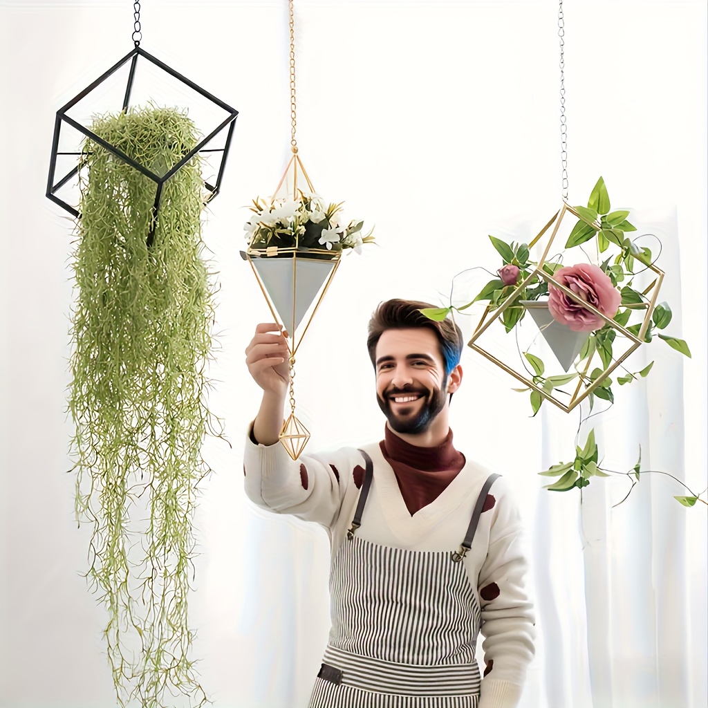 1pc Triangular Hexagon Hanging Planter, Indoor Outdoor Creative Hanging  Decor Shop Ceiling Ornament Suspended Ceiling Board Hanging Air Ring  Creative, Without Electricity