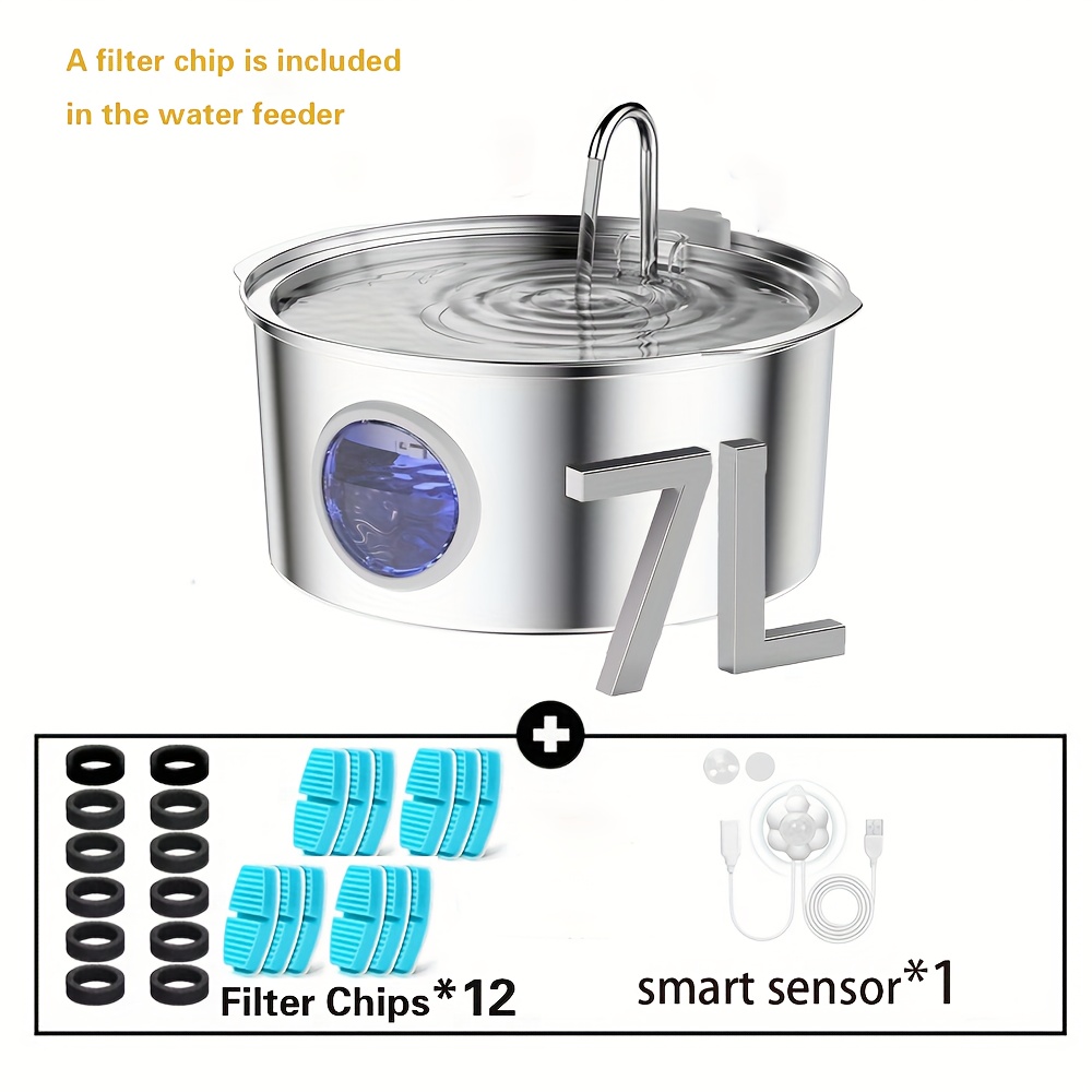 Ultimate 1.85gal Large Capacity Smart 304 Stainless Steel Dog Water Fountain - Automatic Pet Water Dispenser with Window, USB-Powered, No 5V 1A Plug, Replace Filter Chip & Clean Pump Monthly, Durable & Easy-Clean Design for Dogs & Cats, Dog Water Fountain, Cat Water Fountain, Modern Pet Accessory, Easyclean Material, Without Battery, Water Bowl for Dogs, Cat Fountain, Dog Water Dispenser, Cat Fountain Water 12 Ultimate 1.85gal Large Capacity Smart 304 Stainless Steel Dog Water Fountain - Automatic Pet Water Dispenser with Window, USB-Powered, No 5V 1A Plug, Replace Filter Chip & Clean Pump Monthly, Durable & Easy-Clean Design for Dogs & Cats, Dog Water Fountain, Cat Water Fountain, Modern Pet Accessory, Easyclean Material, Without Battery, Water Bowl for Dogs, Cat Fountain, Dog Water Dispenser, Cat Fountain Water - Image 12