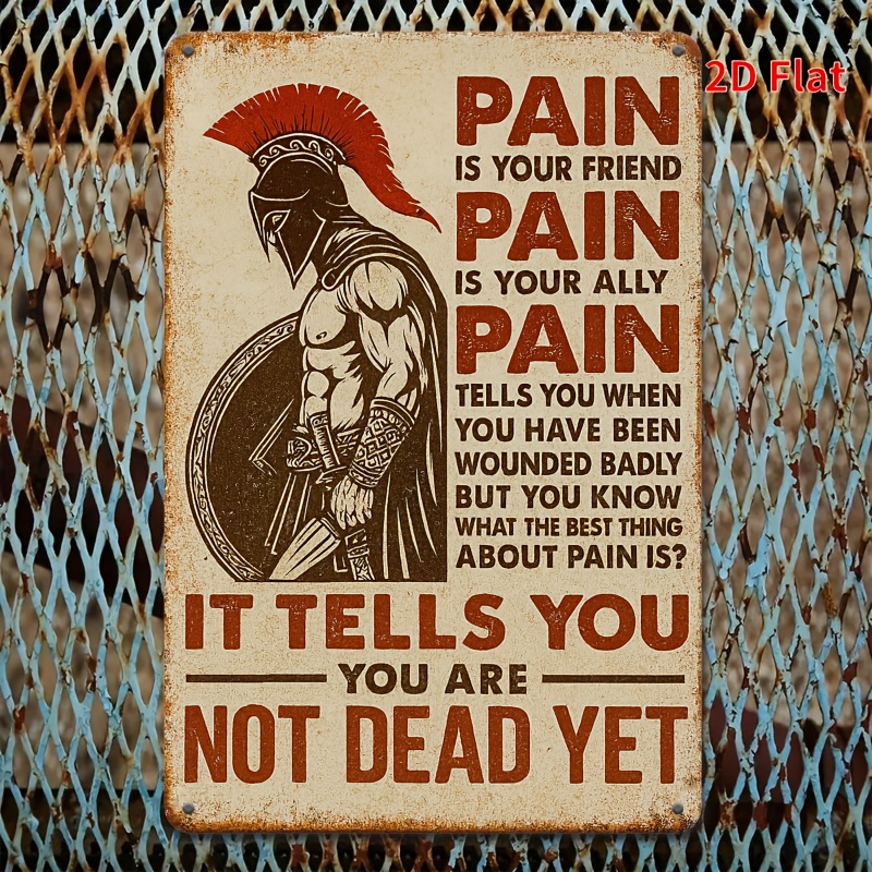 TEMU 2d Flat, 1pc Vintage Spartan Warrior Wooden Sign - Inspirational Wooden Wall Art With 