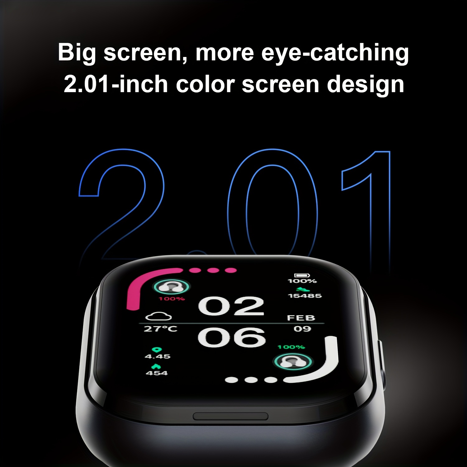 Montre connectée et casque Bluetooth 2-en-1, écran HD 2,01 pouces, appel sans fil et contrôle de musique, notifications d'applications, modes sport multiples, cadrans élégants interchangeables, prise en charge de plusieurs langues, cadeau idéal pour Halloween et Noël, cadeau de fête, compatible