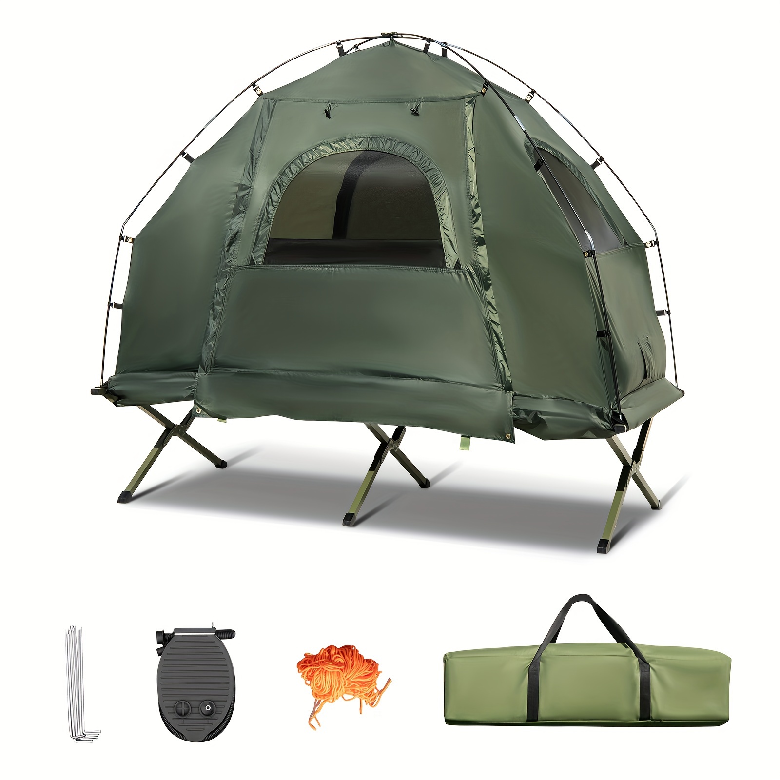 

Outdoor Camping Tent Cot W/ Sleeping Bag, Air Mattress & Pillow For Camping