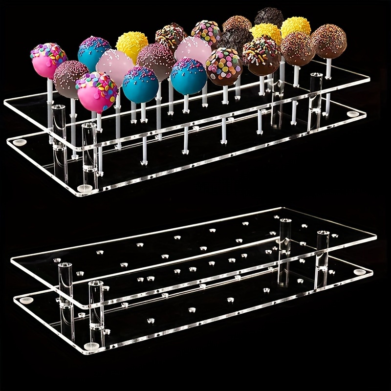 

1pc Clear Acrylic Cake Pop Display Stand, With 21 Holes Lollipop Holder, For Wedding Party Birthday Anniversary Halloween Etc. Easy To Use And Eye-catching