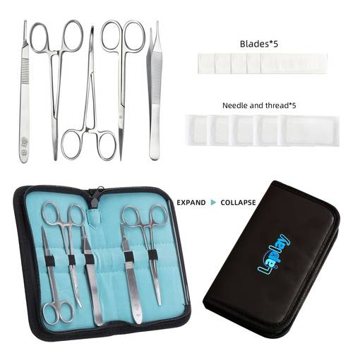 16pcs suturing training kit tools for students stainless steel construction suturing training instruments instrument combination package for educational purposes
