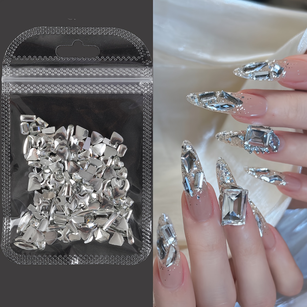 

100pcs, Flat Back Nail Rhinestones, Mixed Shape Crystal Nail Gemstones For Making Accessories Shoes, Clothes, Cosmetics, Bags, Nail Art Decorations