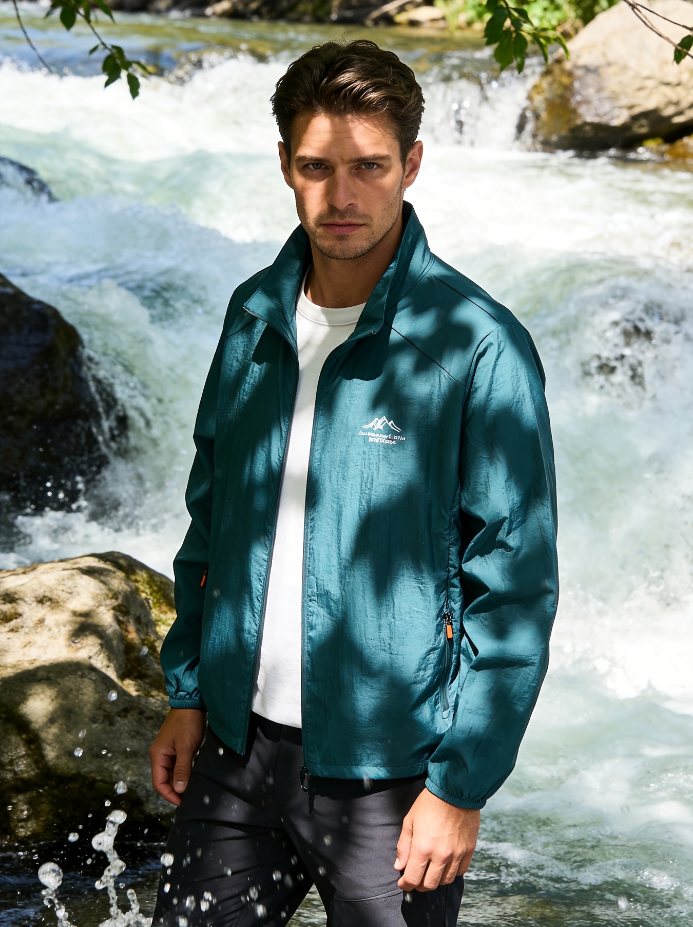 mens spring summer lightweight windproof jacket simple and light outdoor sportswear spring fashion solid color quick dry outerwear suitable for hiking