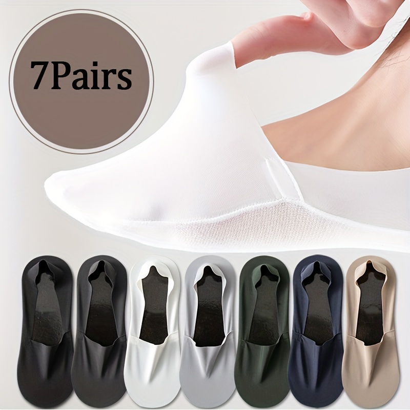 

7 Or 14 Pairs Of Men's Solid Color Anti Odor & Sweat Absorption Thin Non-slip No-show Socks, Comfy & Breathable Socks, For Daily & Outdoor Wearing, Spring And Summer