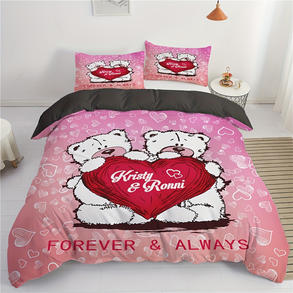 Pink teddy bear online duvet cover