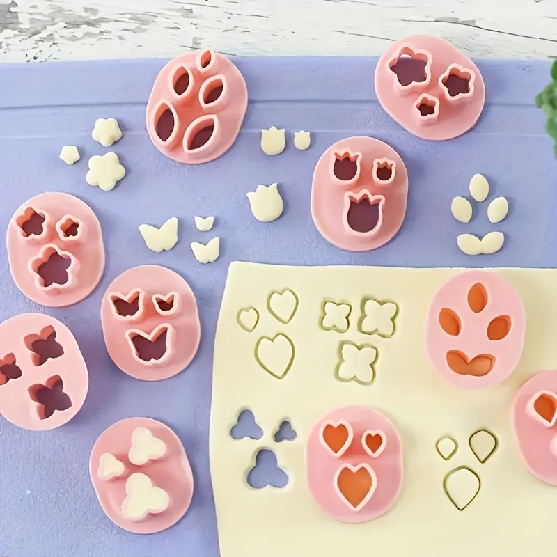 TEMU 10pcs Polymer Clay Cutter Set - Jewelry Making, Plastic Crafting Tools With Flower, Leaf & Shapes For Earrings And Jewelry Casting, No Power Supply Needed