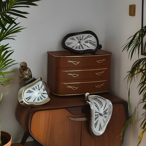 melting clock melted clock gift decor art inspired wall clock twisted shelf hanging for decorative shop office home desk roman