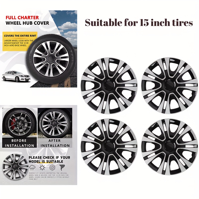 Set Of 4 15" 6 "Y" Spoke Front And Rear Wheel Covers - Gloss Black