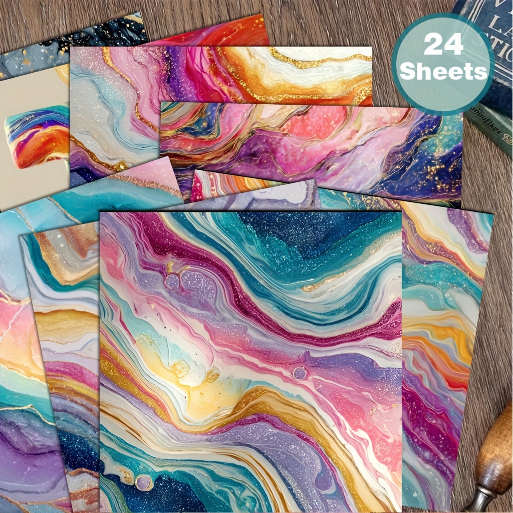 24 Sheets Inches Collision Patterns Decorative Paper, Suitable For Collage, Origami Projects Decorative Paper, Paper, Handmade Scrapbooking, Journal, Artistic Collage | Natural Elements
