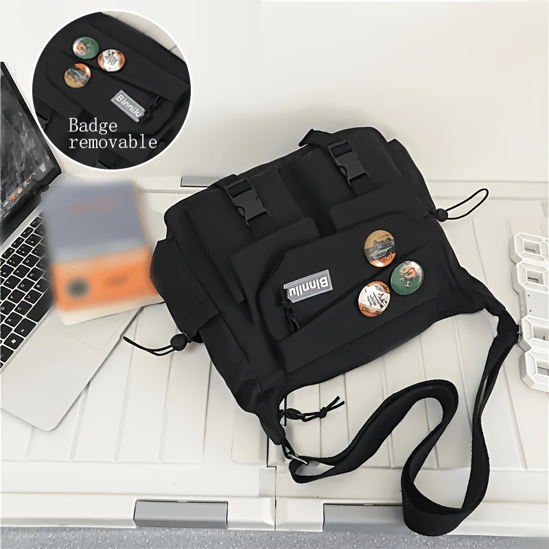 TEMU 1 Fashionable Nylon Crossbody Bag - Casual Japanese-style Shoulder Bag With Adjustable Straps, Large Capacity, And Multi-, Suitable For School